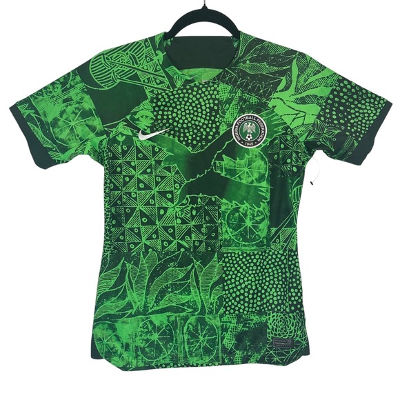 Nike Tops - Nike Womens Nigeria Soccer Jersey S Green Graphic Print Dri-FIT Slim Fit DN0702